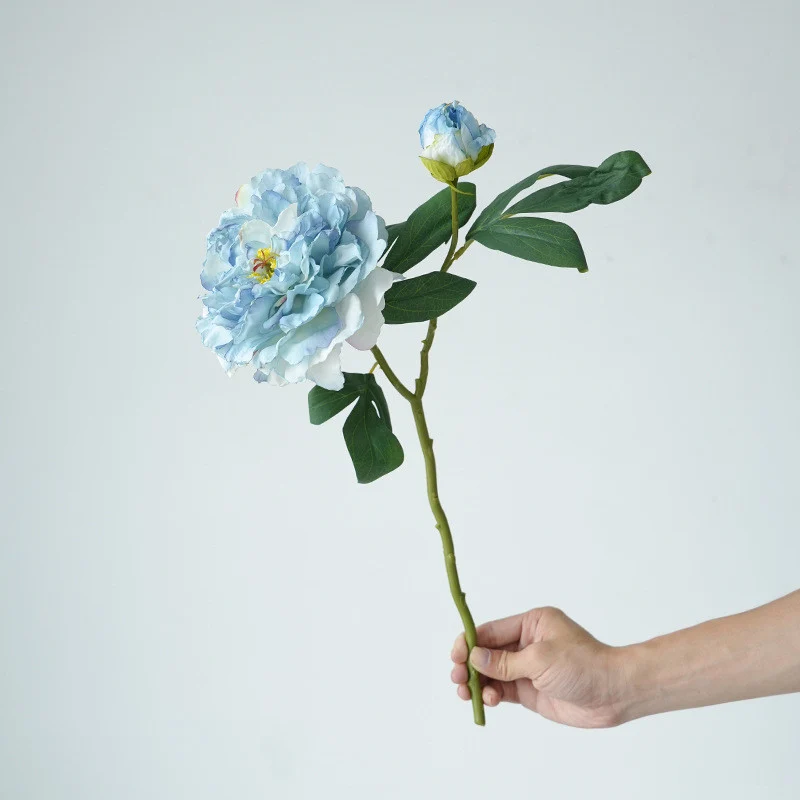 49 cm Künstliche Vintage-Blumen: Pfingstrosen mit gebrannter Ränderung