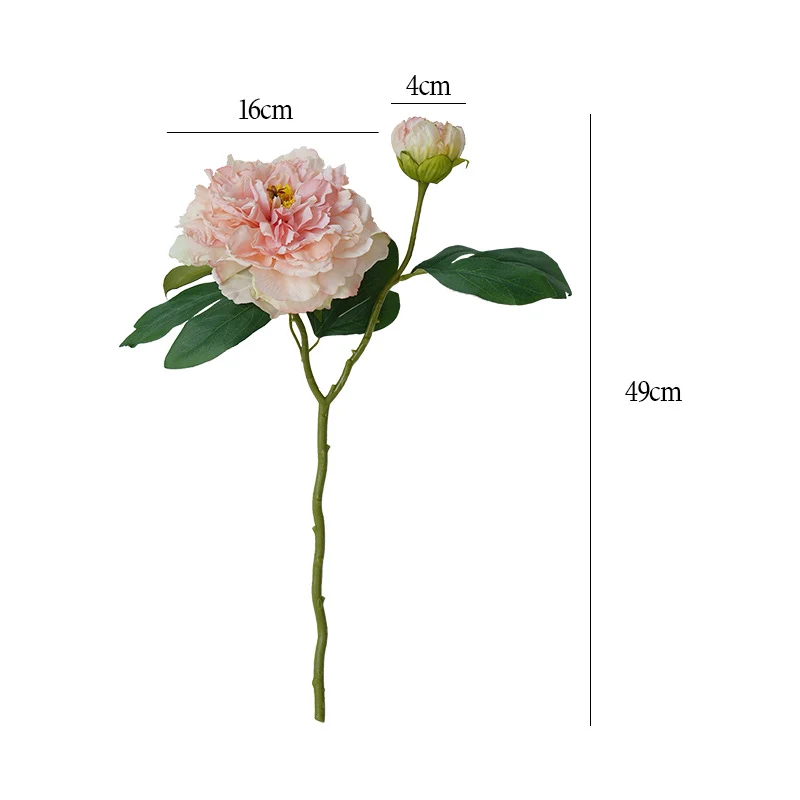 49 cm Künstliche Vintage-Blumen: Pfingstrosen mit gebrannter Ränderung