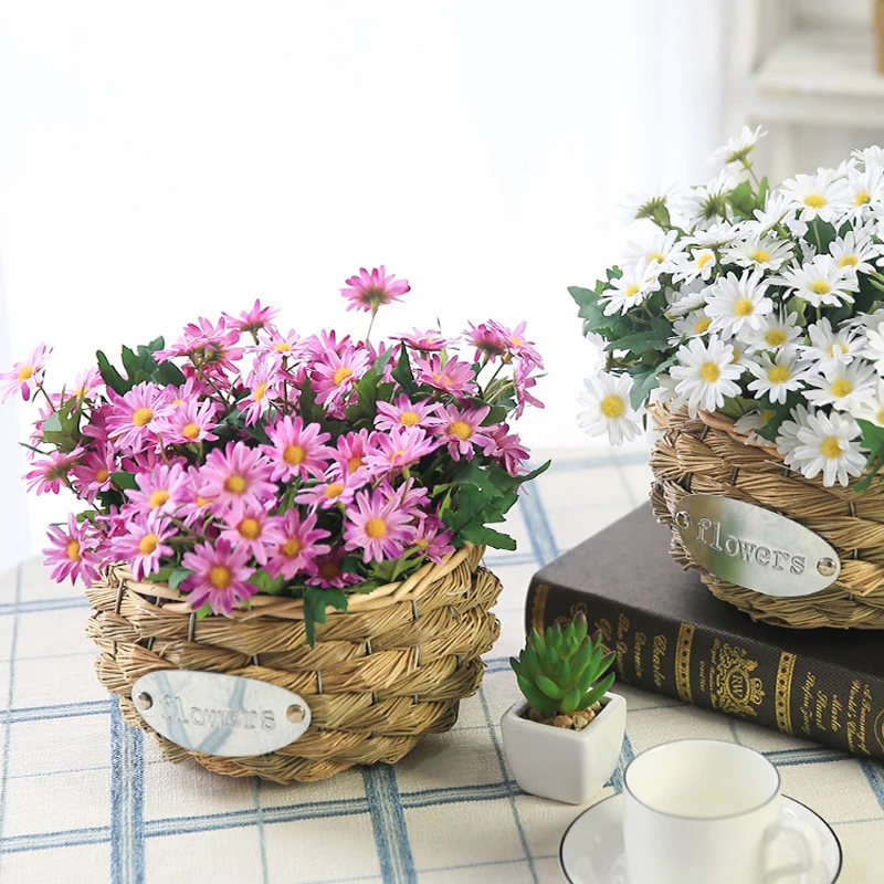 35cm Künstlicher Gänseblümchen-Strauch-Bukett – UV-beständige Künstliche Marguerite Blumen – Künstliche Blumen für Vorplatz, Garten, Terrasse, Pflanztopf und Heimdekoration