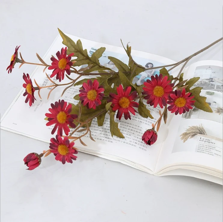 6 Bündel 56cm Herbst- und Winterfarben Gänseblümchen Kunstblumen Künstliche Marguerite Blumen wie Echt