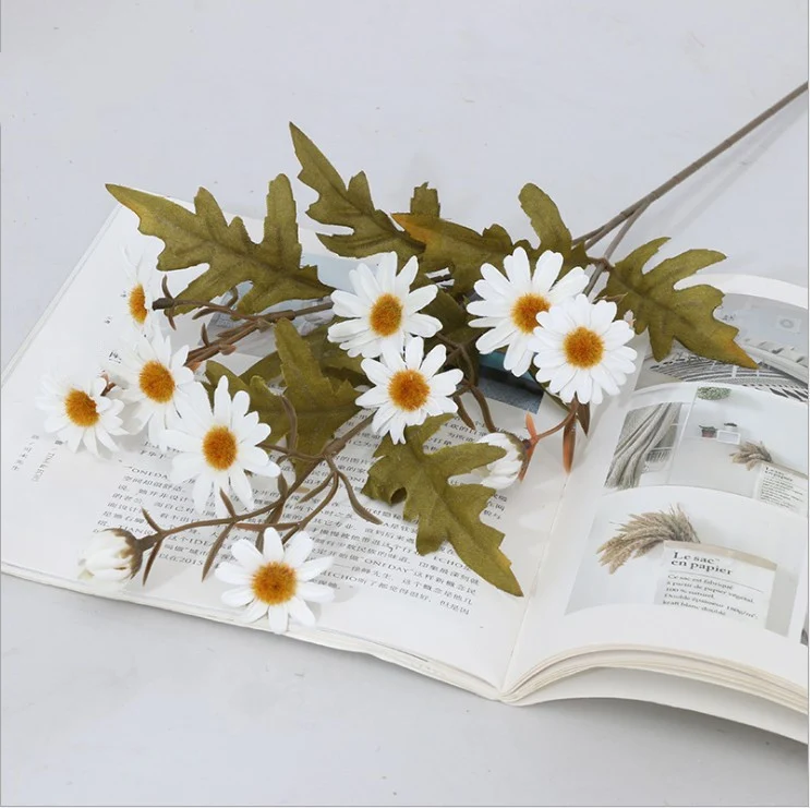 6 Bündel 56cm Herbst- und Winterfarben Gänseblümchen Kunstblumen Künstliche Marguerite Blumen wie Echt