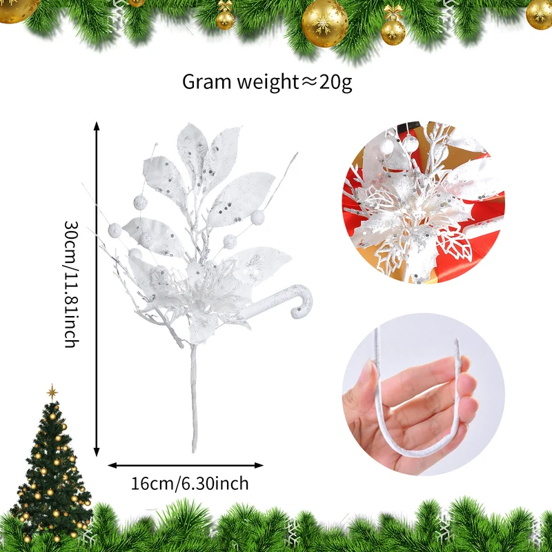 23 Modelle Künstliche Weihnachts-Kiefernnüsse & Beerensteckzweige – Rote & Weiße Beeren, Kiefernnüsse für Weihnachtsbaum, Kränze & Festliche Deko