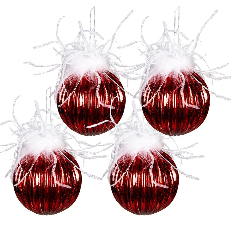 Weihnachtskugel Rot, Weiß 4er-Set? 10x10cm