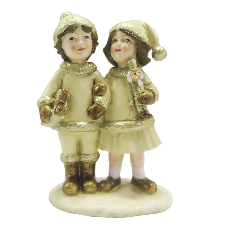 Weihnachtsdekorationsbild Kinder Beige 10x6x15 cm