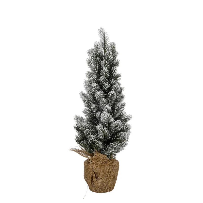 Künstlicher Weihnachtsbaum aus Jute – H60 x Ø30 cm – Grün gefrostet