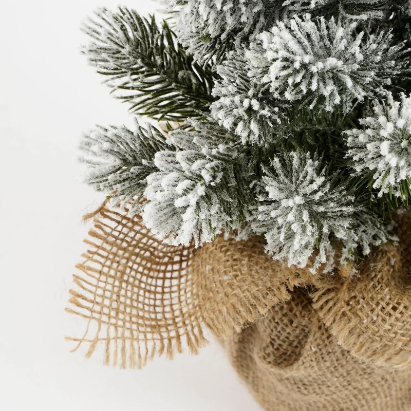 Künstlicher Weihnachtsbaum aus Jute – H60 x Ø30 cm – Grün gefrostet
