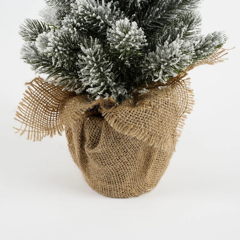 Künstlicher Weihnachtsbaum aus Jute – H60 x Ø30 cm – Grün gefrostet