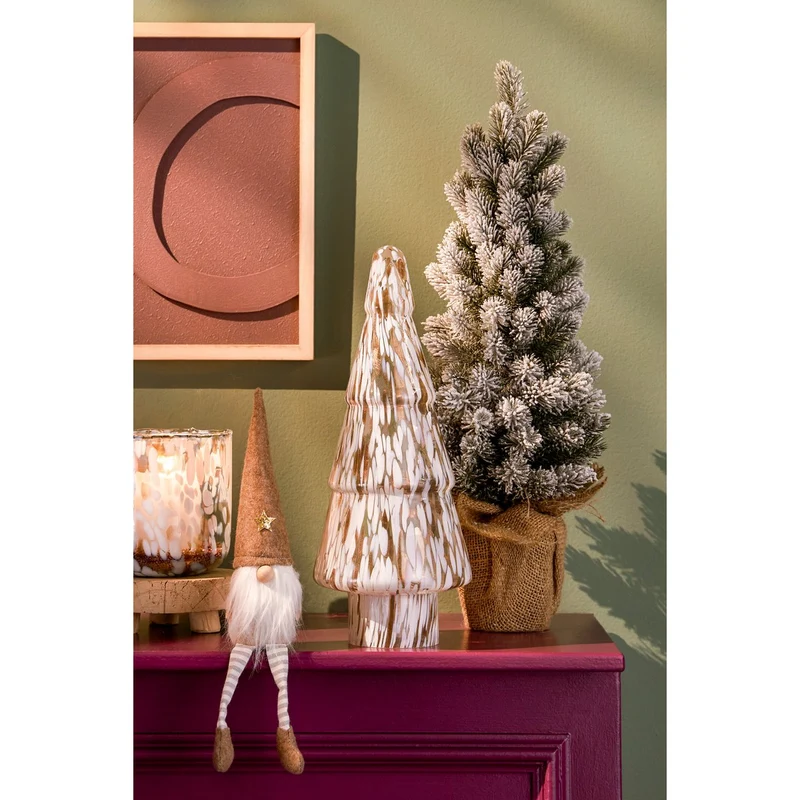 Künstlicher Weihnachtsbaum aus Jute – H60 x Ø30 cm – Grün gefrostet
