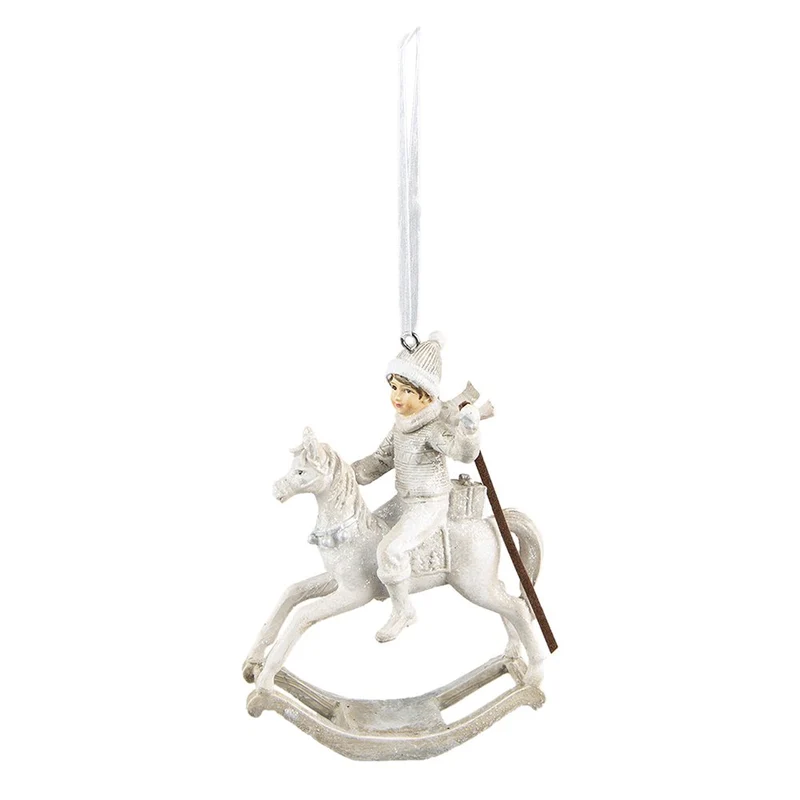 Weihnachtsdekoration Statue Schaukelpferd Beige 14x7x20 cm