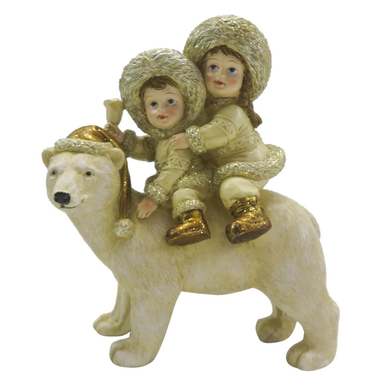 Weihnachtsdekorationsbild Kinder Beige 13x7x15 cm