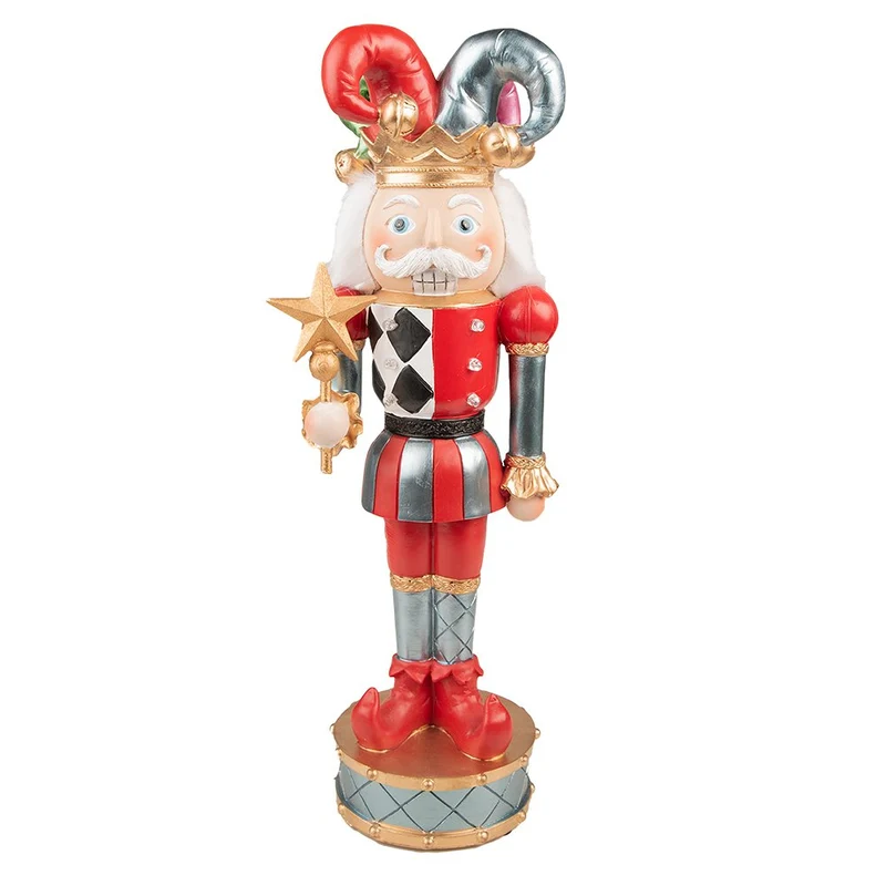 Weihnachtsdekoration Statue Harlekin Rot, Blaue LED 13x10x38 cm /2xAAA