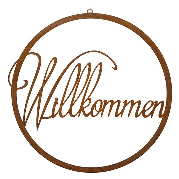 Türkranz „Willkommen“ aus Edelrost – Fenster- und Gartendeko