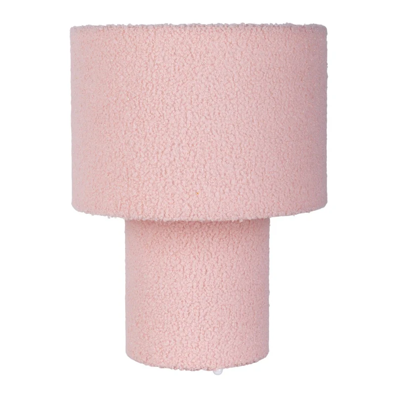 Tischleuchte "FLUFFY" mit Textilschirm und -fuß in Pink, E27, ca. 31 cm hoch