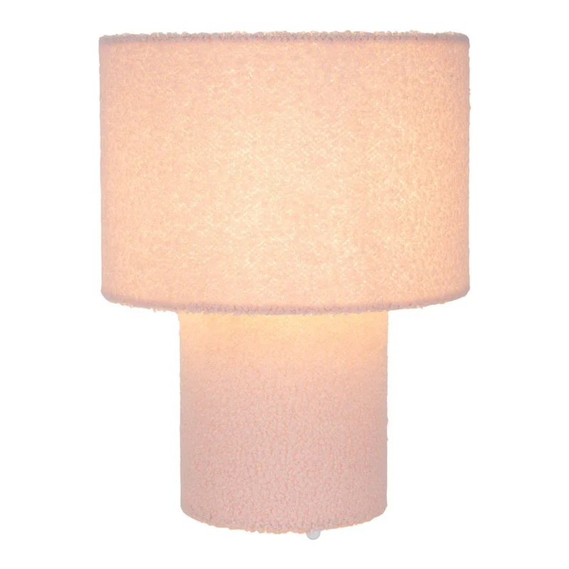 Tischleuchte "FLUFFY" mit Textilschirm und -fuß in Pink, E27, ca. 31 cm hoch