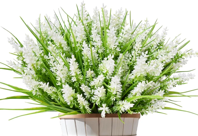 12 Bündel 35cm Kunstblumen wie Echt Künstliche Blumen Lavendel Outdoor Wetterfest Balkonpflanzen Frühling Plastikblumen Blumenstrauß für Draußen Balkonkasten Balkon Garten Deko