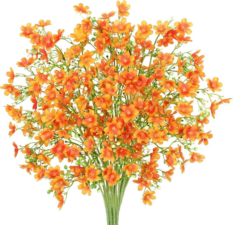 67CM 8 Bündel Lebensecht Langlebig Pflegeleicht Daphne Künstliche Blumen Seidenblumen Kunstblumen für Balkon, Garten und Outdoor-Deko