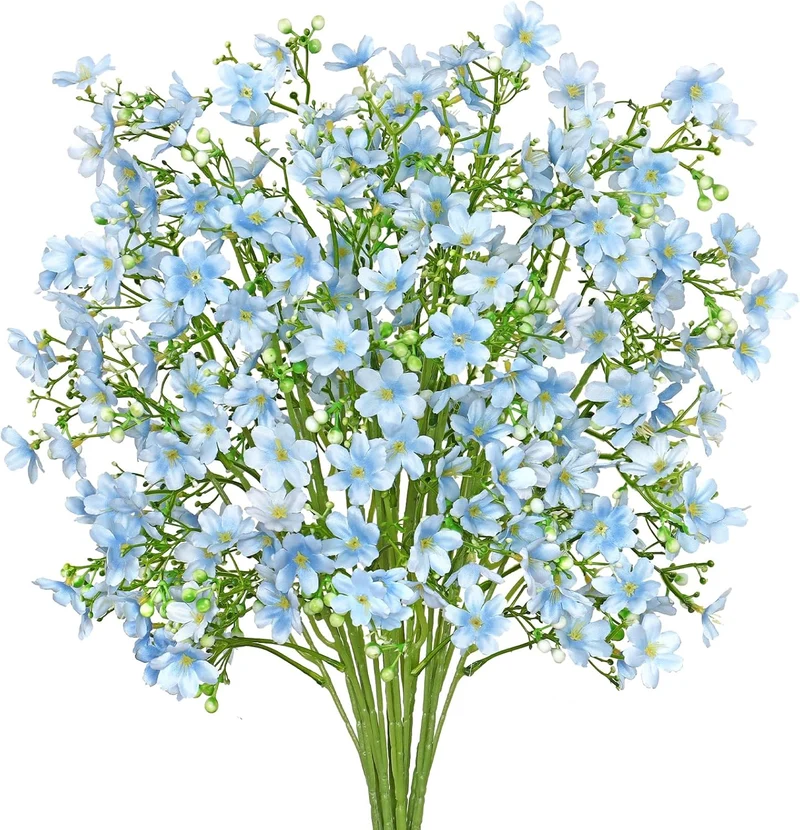67CM 8 Bündel Lebensecht Langlebig Pflegeleicht Daphne Künstliche Blumen Seidenblumen Kunstblumen für Balkon, Garten und Outdoor-Deko