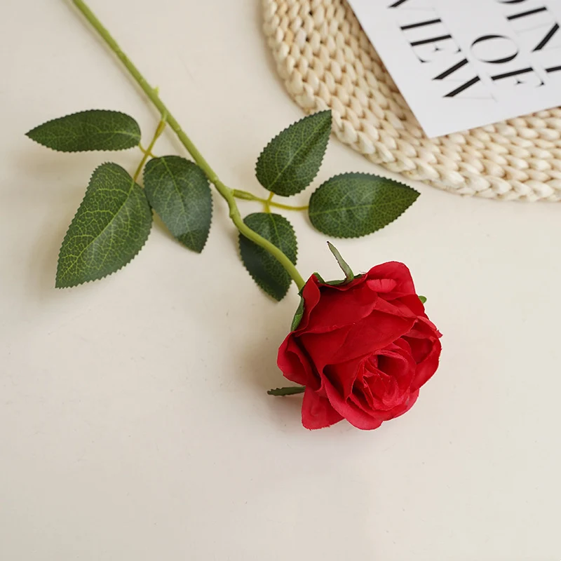 12 Dunkelrote Kunst-Rosen 50cm - Langstielige Brautsträuße für Hochzeit & Heiratsantrag