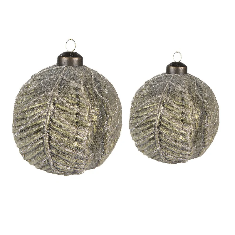 Weihnachtskugel 2er Set Grün, Glas (2) Ø 10x10 / Ø 8x8 cm