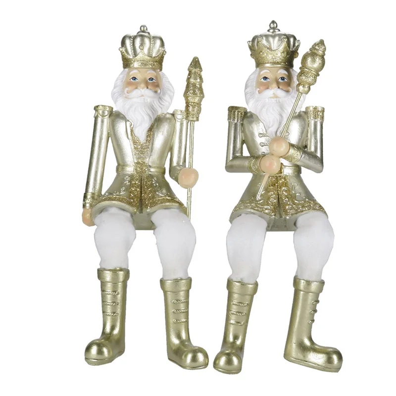 Weihnachtsdekoration Statue Nussknacker goldfarben 6x6x12/21 cm