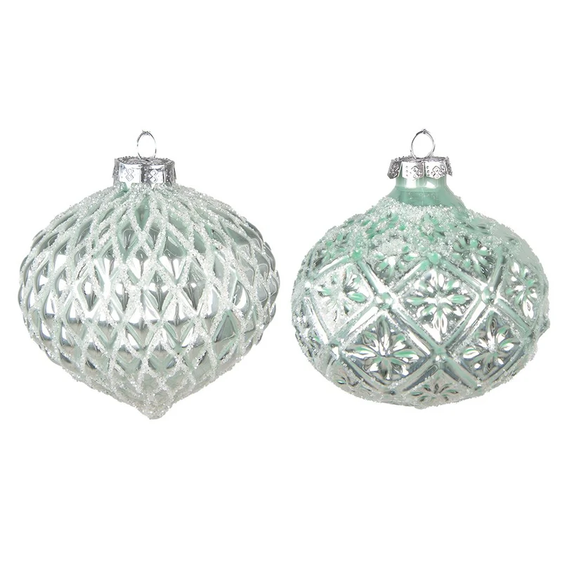 Weihnachtskugel 2er Set Grün, Glas (2) Ø 10x10 cm