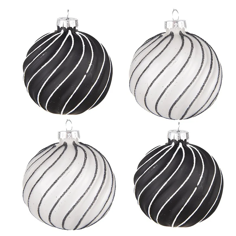 Weihnachtskugeln 4er-Set Schwarz Grau ? 8x8 cm