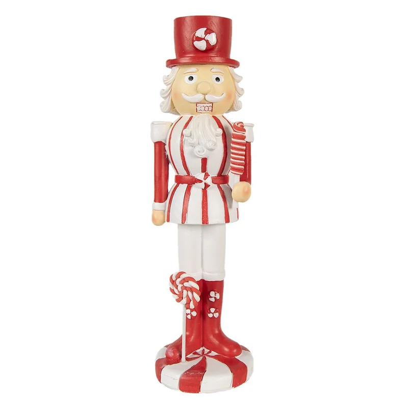 Weihnachtsdekoration Statue Nussknacker Rot Weiß 7x7x23 cm