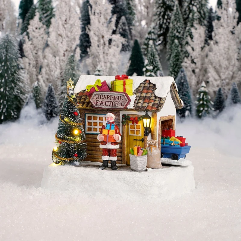 Weihnachtsdorf Miniatur-Verpackungsfabrik – L17 x B13 x H14 cm