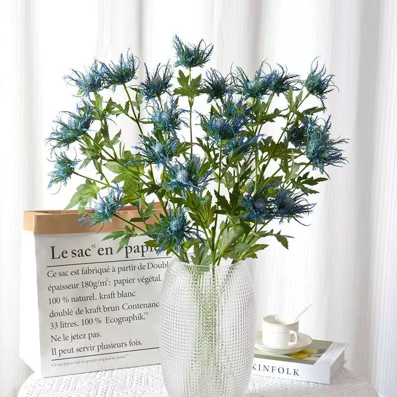 66 cm künstliche Eryngium-Blüten Rustikale Dekoration für Wohnzimmer & Garten