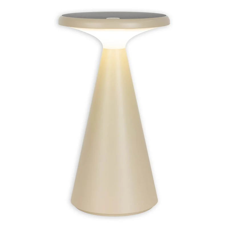 Solar-Akku-Tischleuchte "Palu" für Außen und Innen, aus Kunststoff in Beige , 20 cm hoch