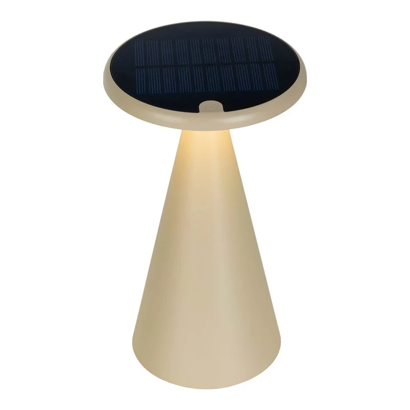 Solar-Akku-Tischleuchte "Palu" für Außen und Innen, aus Kunststoff in Beige , 20 cm hoch