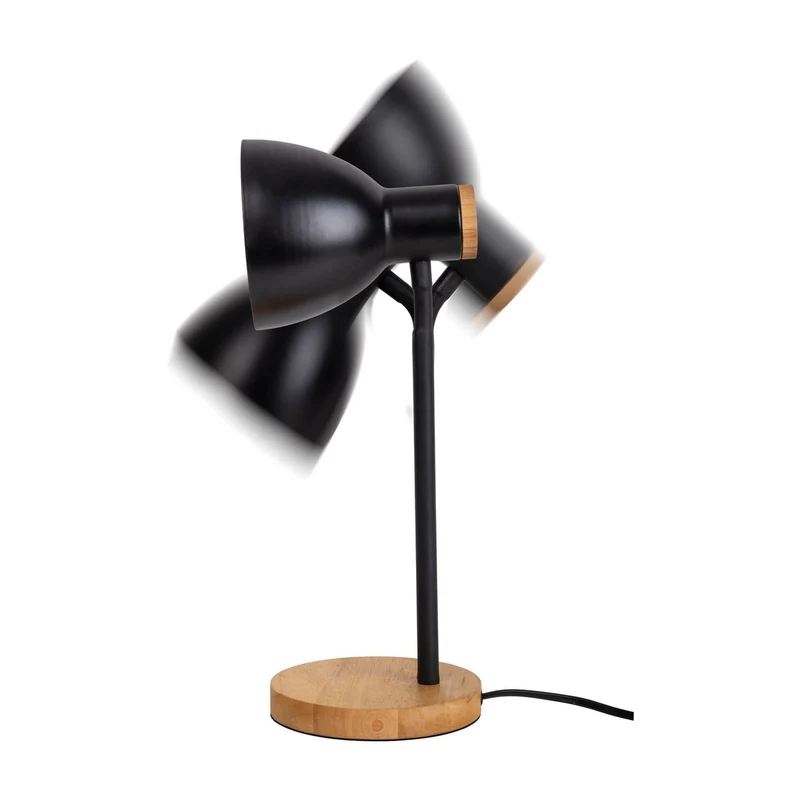 Schreibtischleuchte "MARIE" aus Metall und Holz, E14, Schwarz, 36,5 cm hoch
