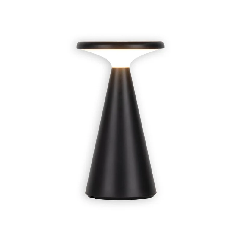Solar-Akku-Tischleuchte "Palu" für Außen und Innen, aus Kunststoff in Schwarz , 20 cm hoch