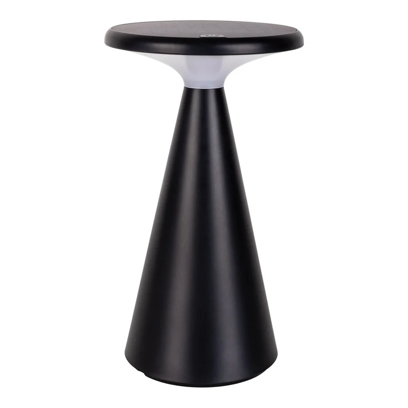 Solar-Akku-Tischleuchte "Palu" für Außen und Innen, aus Kunststoff in Schwarz , 20 cm hoch