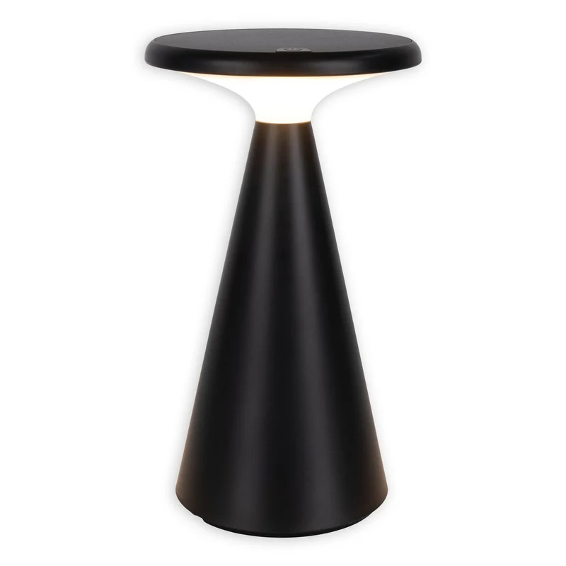 Solar-Akku-Tischleuchte "Palu" für Außen und Innen, aus Kunststoff in Schwarz , 20 cm hoch