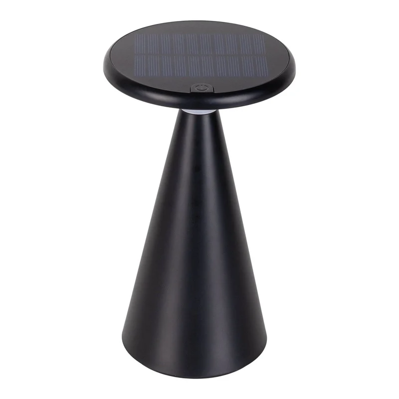 Solar-Akku-Tischleuchte "Palu" für Außen und Innen, aus Kunststoff in Schwarz , 20 cm hoch