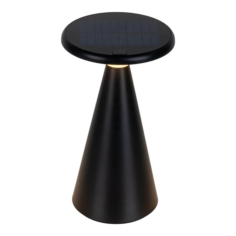 Solar-Akku-Tischleuchte "Palu" für Außen und Innen, aus Kunststoff in Schwarz , 20 cm hoch