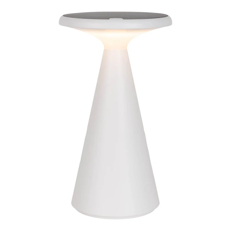 Solar-Akku-Tischleuchte "Palu" für Außen und Innen, aus Kunststoff in Weiß , 20 cm hoch