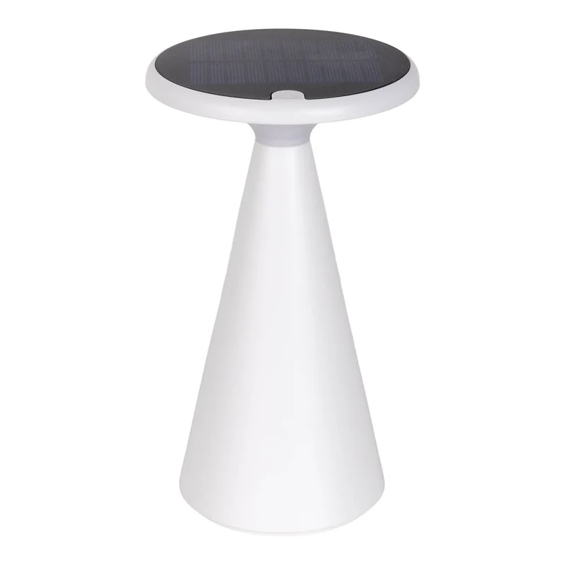 Solar-Akku-Tischleuchte "Palu" für Außen und Innen, aus Kunststoff in Weiß , 20 cm hoch