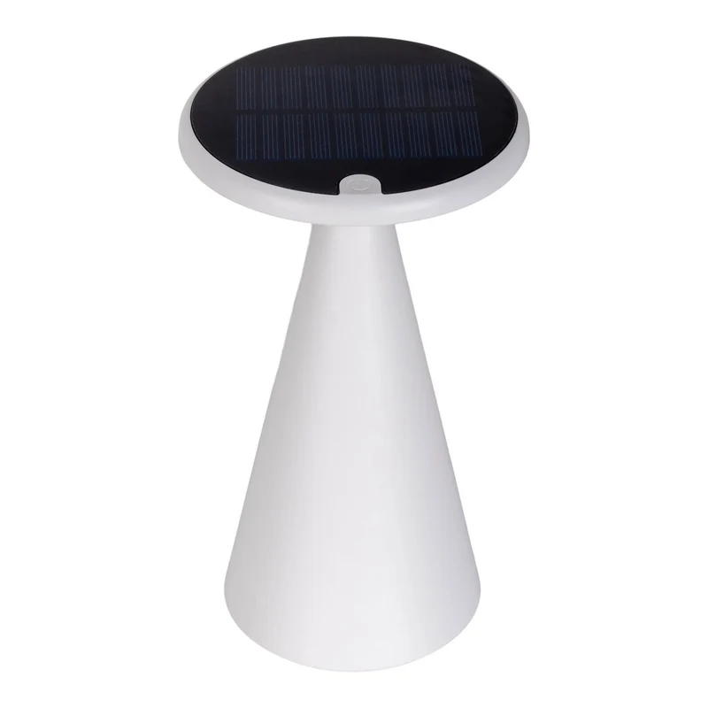 Solar-Akku-Tischleuchte "Palu" für Außen und Innen, aus Kunststoff in Weiß , 20 cm hoch
