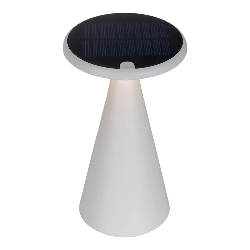 Solar-Akku-Tischleuchte "Palu" für Außen und Innen, aus Kunststoff in Weiß , 20 cm hoch