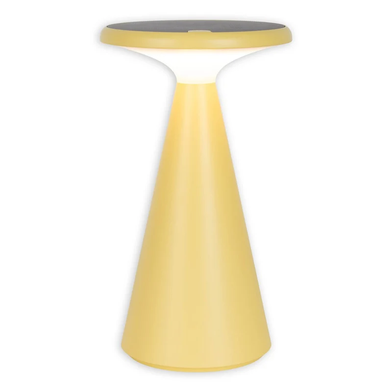 Solar-Akku-Tischleuchte "Palu" für Außen und Innen, aus Kunststoff in Gelb , 20 cm hoch