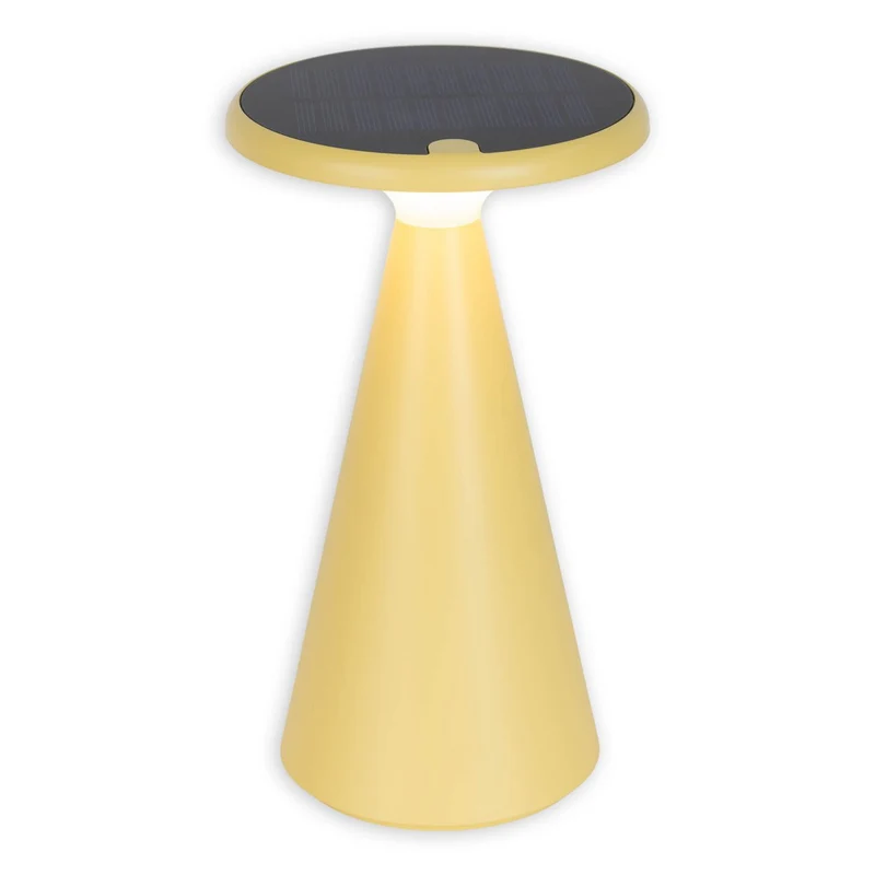 Solar-Akku-Tischleuchte "Palu" für Außen und Innen, aus Kunststoff in Gelb , 20 cm hoch