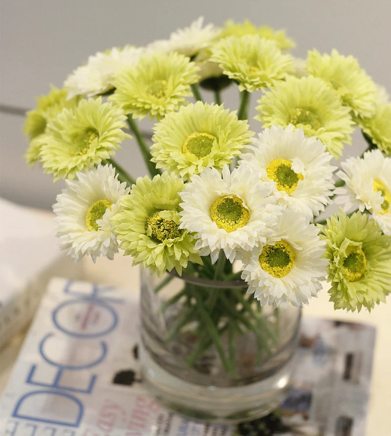 10 Stück 20cm Kunstblumen Afrikadaisy Stängel Gerbera Bouquet Frühling - Blumenarrangements für Tischdekoration