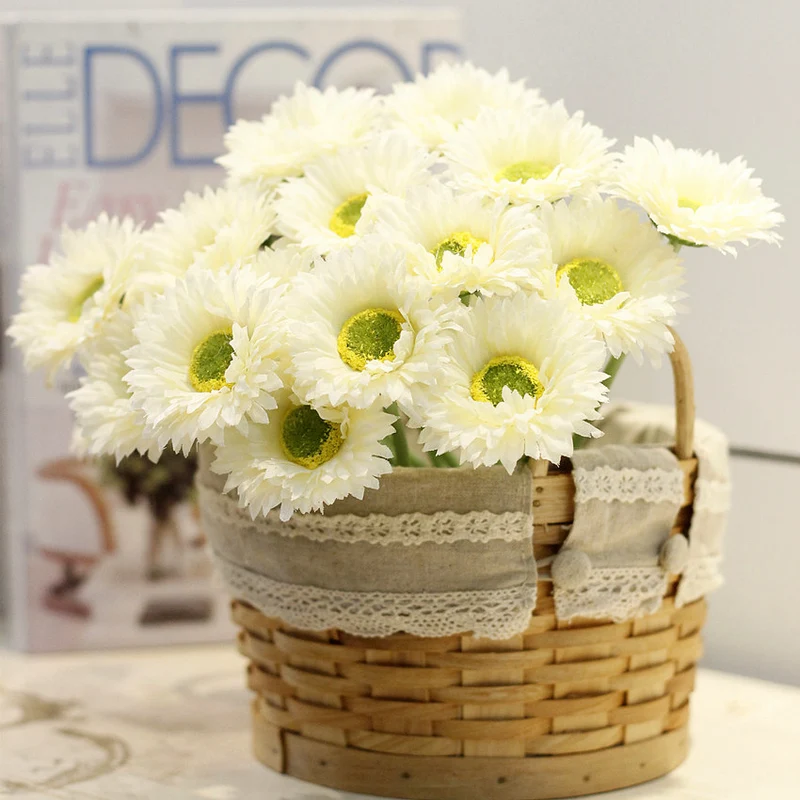 10 Stück 20cm Kunstblumen Afrikadaisy Stängel Gerbera Bouquet Frühling - Blumenarrangements für Tischdekoration