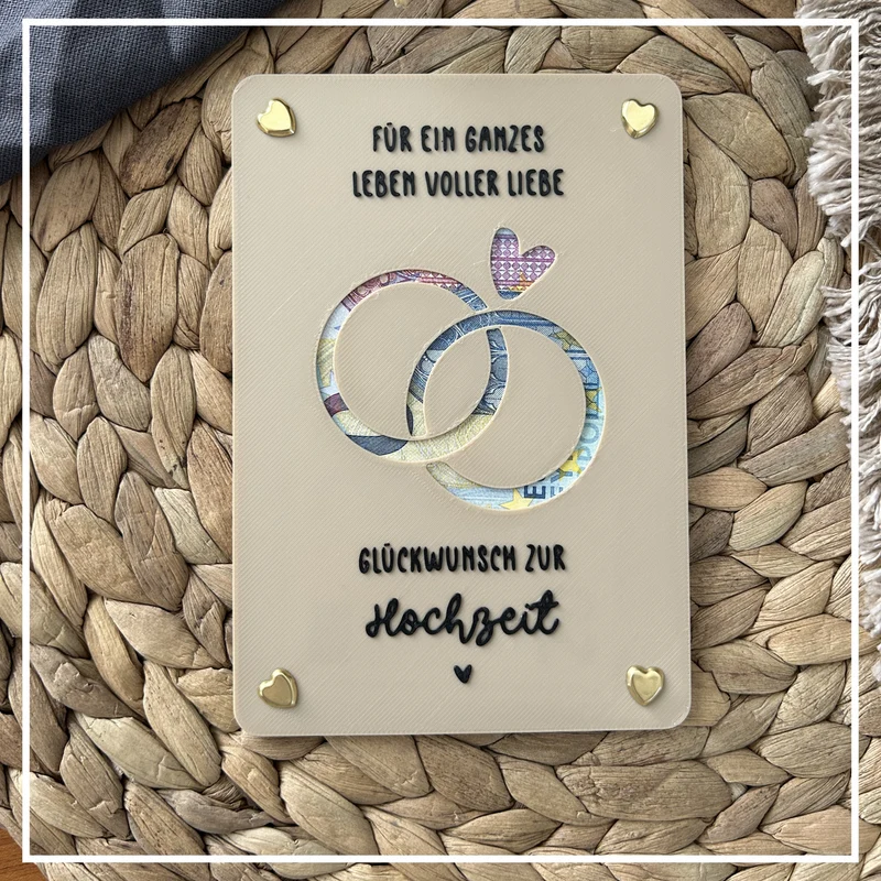 Geldgeschenkkarte Hochzeit mit Ringe-Motiv – kreative Geschenkidee für das Brautpaar
