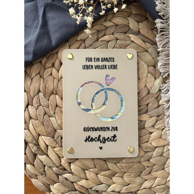 Geldgeschenkkarte Hochzeit mit Ringe-Motiv – kreative Geschenkidee für das Brautpaar