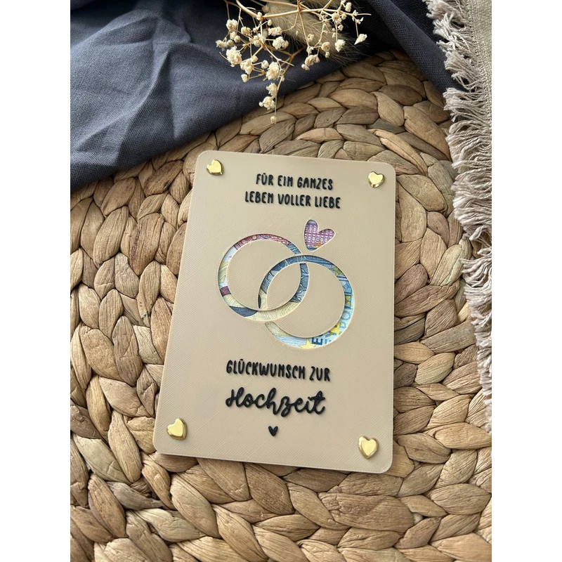 Geldgeschenkkarte Hochzeit mit Ringe-Motiv – kreative Geschenkidee für das Brautpaar