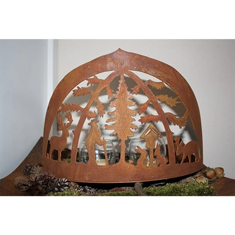 Weihnachtsdeko Teelichthalter Winterlandschaft im Vintage-Look