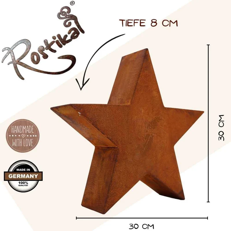 Rost Stern 3D - Weihnachtsdeko Stern aus Metall